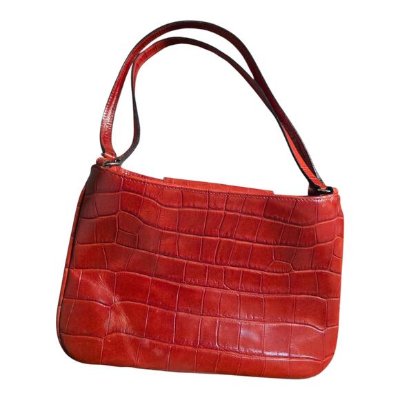 VTG Anne Taylor Red Croc Faux Leather Shoulder Bag Purse Cute Trendy Kitsch - Picture 1 of 8
